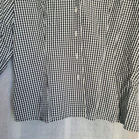 Talbots Womens Long Sleeve Shirt Size 12 Blouse Black White Checkered Non-iron - Picture 5 of 10